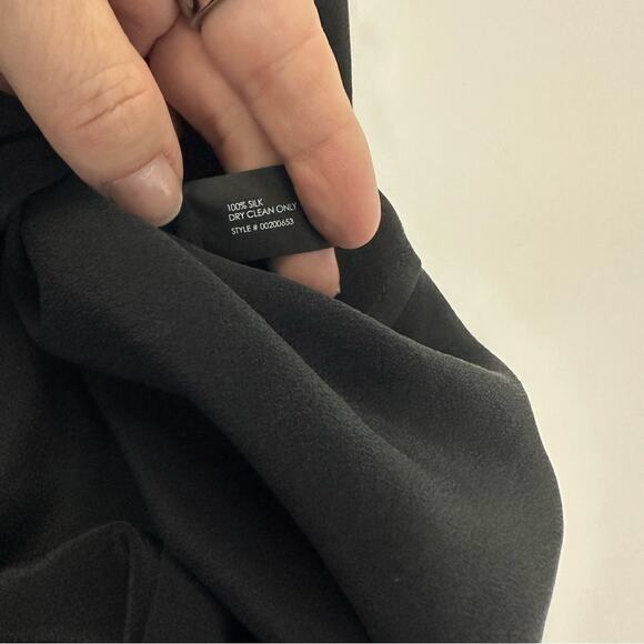 Club Monaco Black Silk Ruffle Shirt Dress - Size 0 - Picture 13 of 14